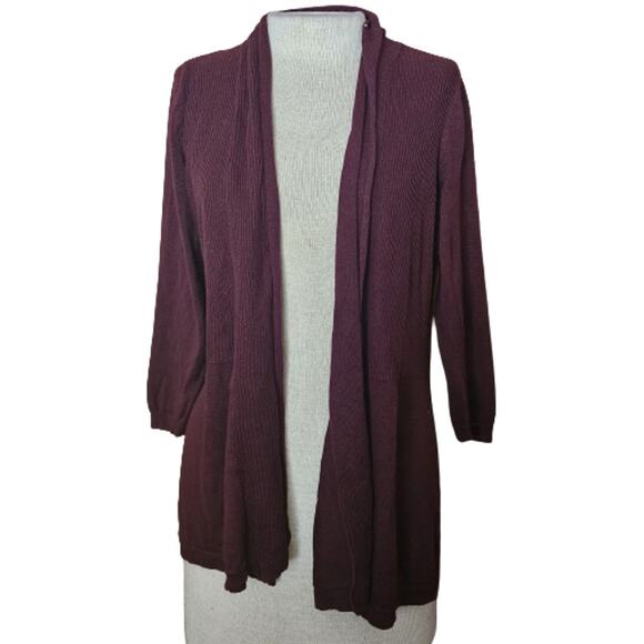 Burgundy Open Front Cardigan Size Medium - Picture 1 of 5